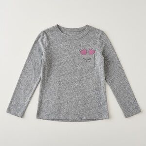 J.Crew Crewcuts Gray Long Sleeve Tee – Heart Eyes Cat Pocket Gray Size 4-5
